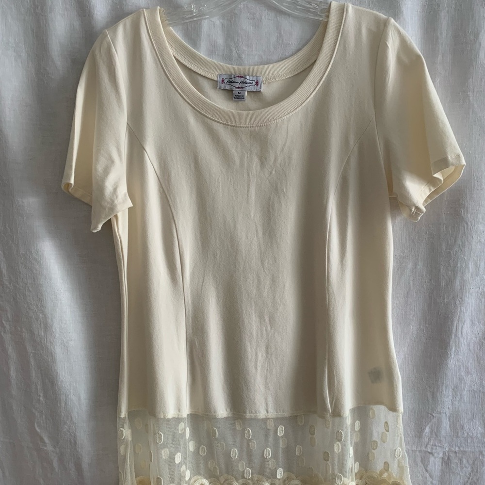 Knit top with lace band